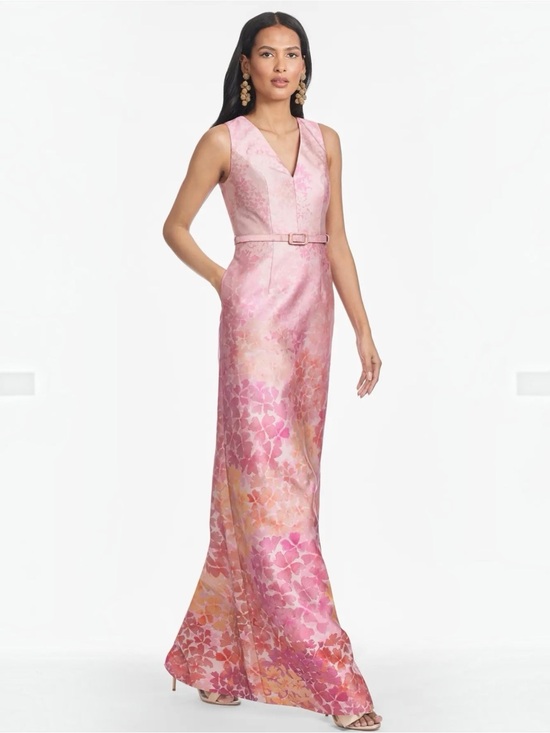 Sachin + Babi Dresses & Skirts - SACHIN BABI Adellyn Women’s V-Neck Pink Floral Print Column Evening Maxi Gown